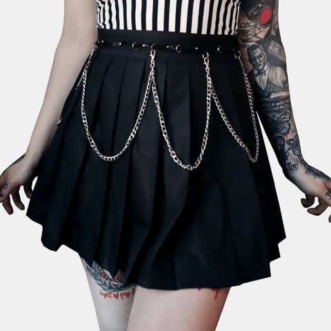 Chained Mini Pleated Skirt