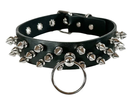  Urieo Gothic PU Leather Chokers Black Studded Collar