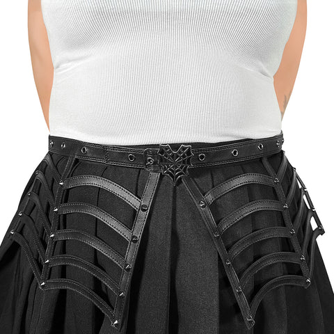 Faux Leather Spiderweb Cut Out Belt