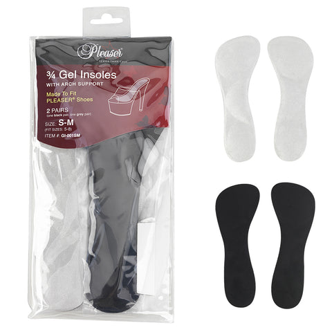 PLEASER 3/4 Gel Insoles w/ Arch Support size 5-8