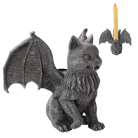 Candle Holder Vampire Cat Gargoyle