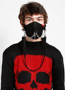BEST SELLER   BACK INSTOCK!  FACE COVERING WITH CHAIN AND NECK STRAP  BLACK