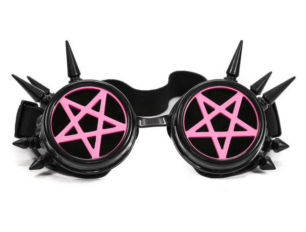 Black goggles with pink pentagrams