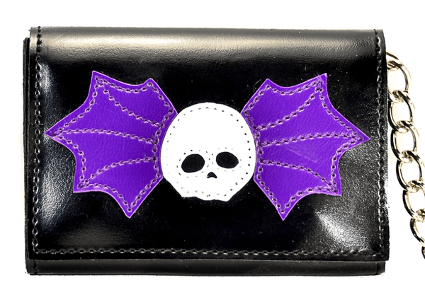 SKULL AND WING PATCHED WALLET