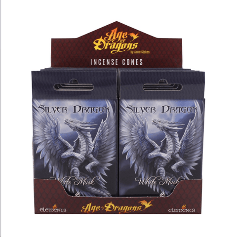 Silver Dragon Incense Cones by Anne Stokes