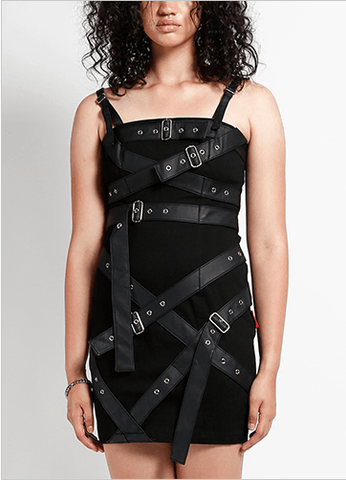 Ariadne Spider Web Leather Harness Playsuit