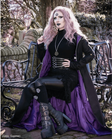 Products – Tagged Necessary Evil Purple Lined Selene Coat – Goth Unite