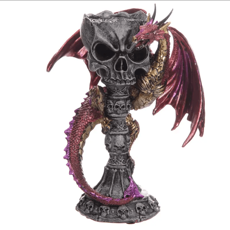 Dark Legends Skull Goblet Tea Light Candle Holder Dragon