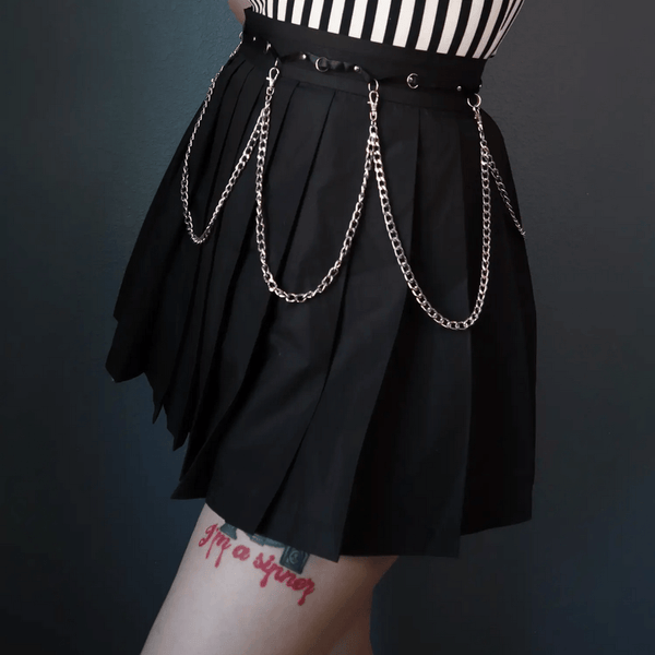 Chained Mini Pleated Skirt