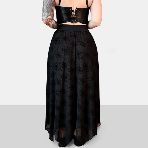 Spider Web Mesh Maxi Skirt With Liner