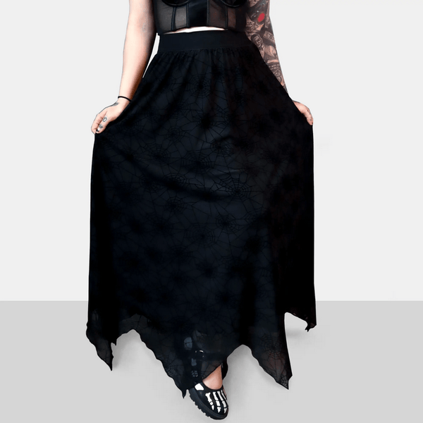 Spider Web Mesh Maxi Skirt With Liner