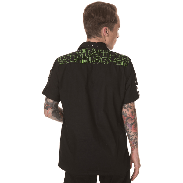 Dead threads Green cyber circuit board shirt