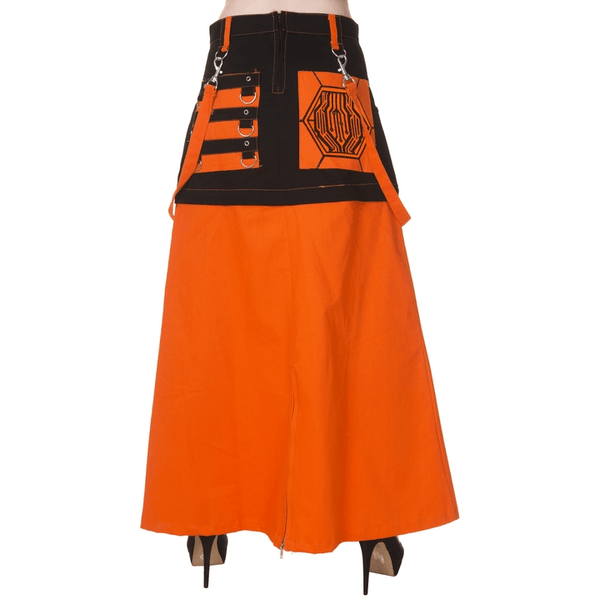 Neon Orange Cyber Goth Skirt