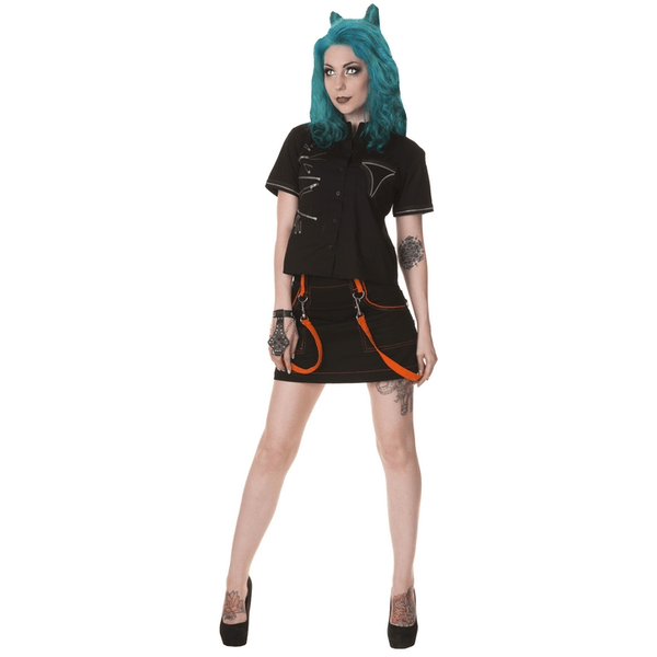 Neon Orange Cyber Goth Skirt