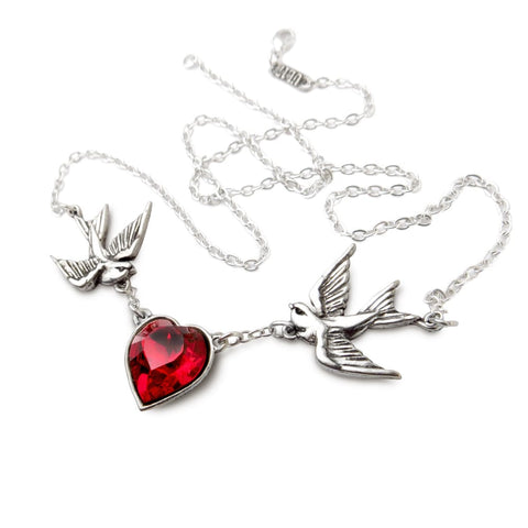 Swallow Heart Necklace - Goth Unite 